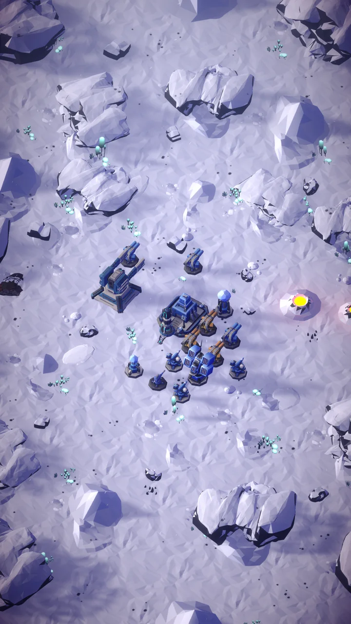 The current permanent headquarters with rocket launchers, Tesla defenses and evolved turrets